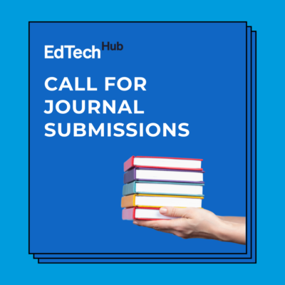 Image showing a person holding a stack of books on blue background, text reading Call for journal submissions
