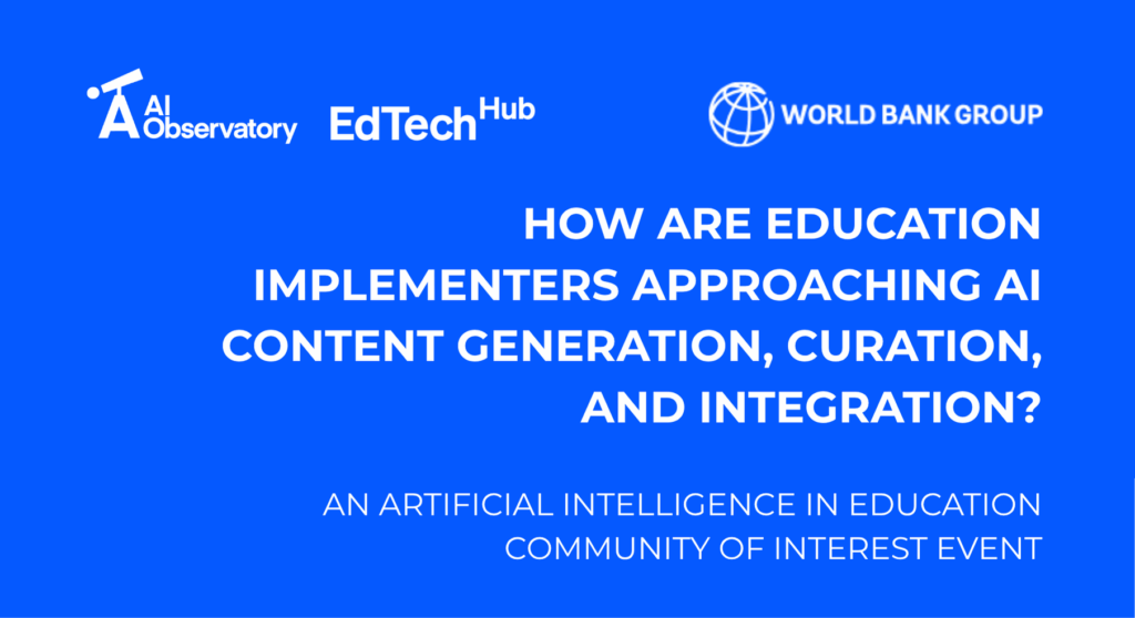 Header for An Artificial Intelligence in Education Community of Interest Event