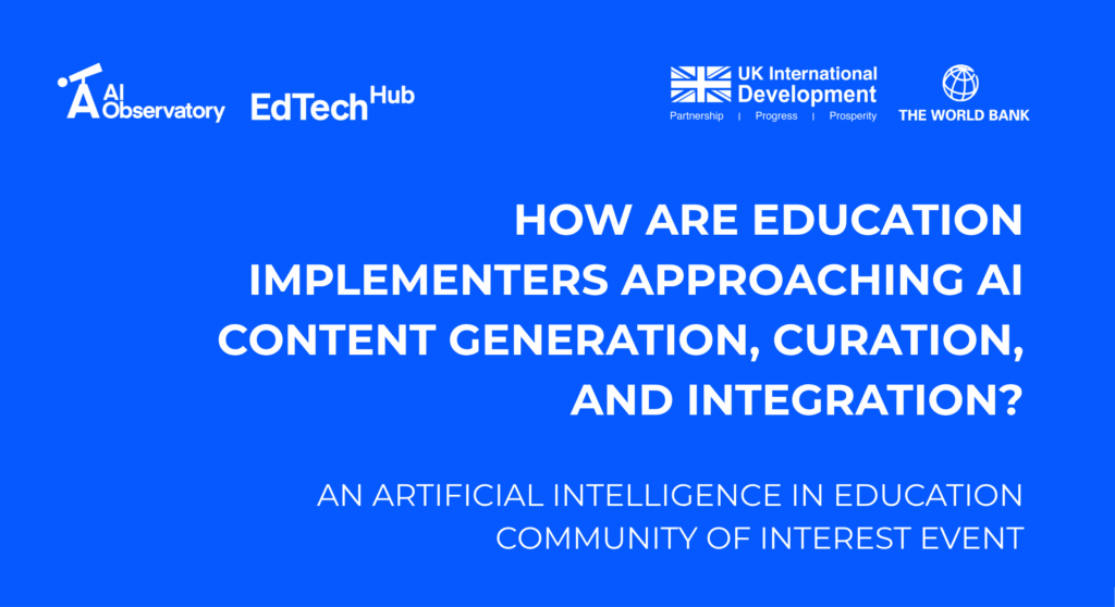 Header for An Artificial Intelligence in Education Community of Interest Event